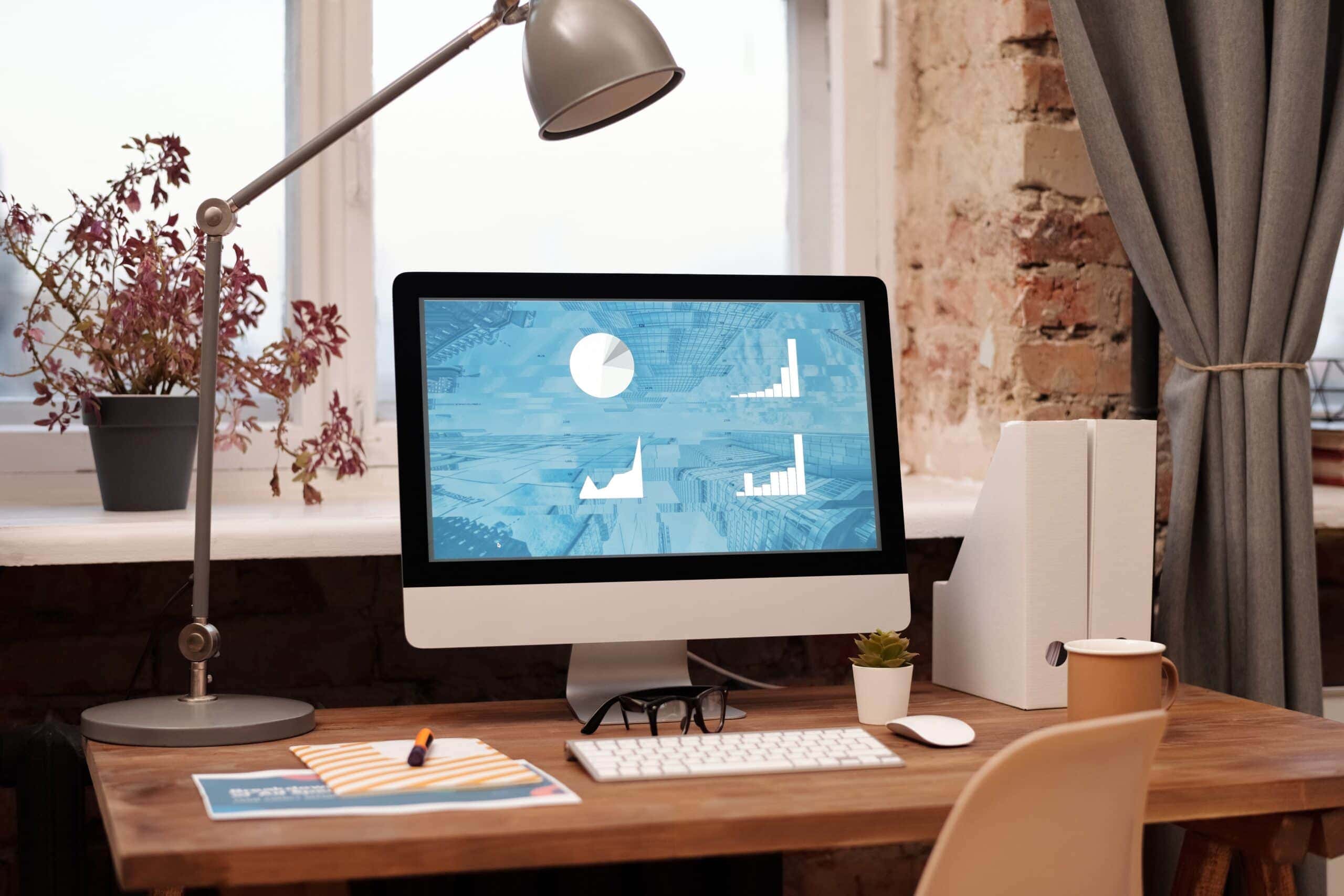 Computer and desk with chair